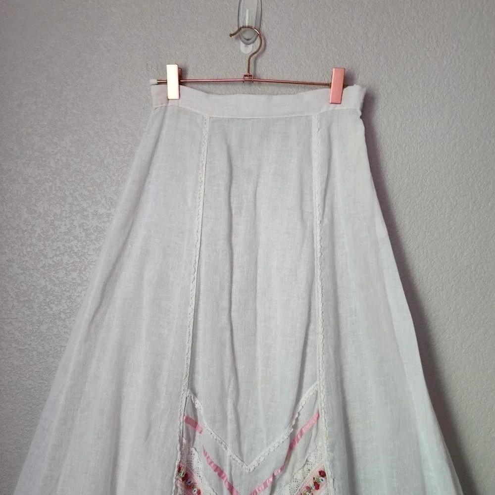 WENDY CALIFORNIA‎ VTG 70s prairie lace maxi skirt cottagecore coquette ethereal